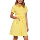 thumbnail image 4 of Vestido mini de ajuste y vuelo con cuello, bolsillos y cintura elástica para mujer Inspire Chic M Amarillo Brillante, 4 of 6