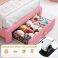 thumbnail image 4 of Twin Upholstered LED Bed Frame - with Storage Headboard & Storage Drawer, Berber Fleece Princess Platform Bed for Kids, Wood Support, No Box Spring Needed, Easy Assembly, Pink, 4 of 7
