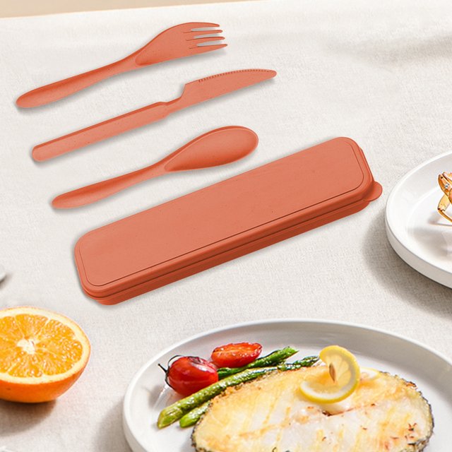3 piezas de 3 piezas de vajilla con cuchillo de paja de trigo de paja de paja cubierta de vajilla con vajilla de cuchillo de cuchillo para niños adultos