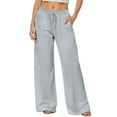 thumbnail image 4 of YDFCWXW Women's Low Rise Loose Sweatpants Y2k Elastic Waist Wide Leg Lounge Sweat Pants Light Gray, L, 4 of 7