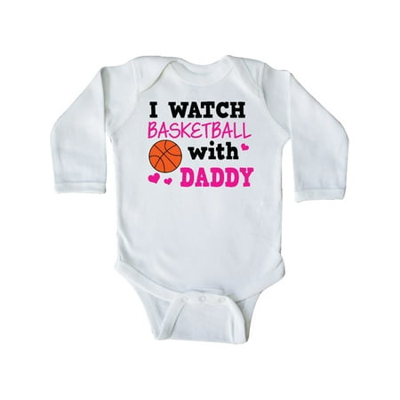 

Inktastic I Watch Basketball with Daddy Gift Baby Boy or Baby Girl Long Sleeve Bodysuit