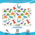 thumbnail image 2 of White Dinosaurs Colorful Species Palms Pattern Hooded Bath Towel，60"x35" for Ages 3 To 12 Kids, Quick Dry Lightweight Soft Microfiber Hood Beach Towel Cover Up for Kids, 2 of 7