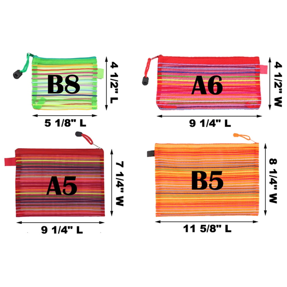 MUKA 24PCS Rainbow Striped Zipper Pouch Waterproof Storage Bags Pencil Case for Travel Cosmetic Toiletry Puzzle Organizing-Green-A6