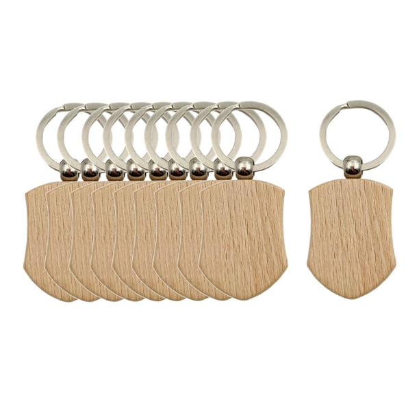 Llavero en blanco BLESIY 10 piezas madera 32x43mm Estilo B