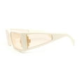thumbnail image 3 of Squared Rectangle Thick Temple Side Arm Visor Lens 80s Vibe Plastic Sunglasses Ivory - Beige, 3 of 4