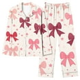 thumbnail image 6 of Annhoo Valentine's Day Womens Sets Long Sleeve Collar Cute Print Button Down Outfits with Pockets Fashion Clothes, 6 of 6