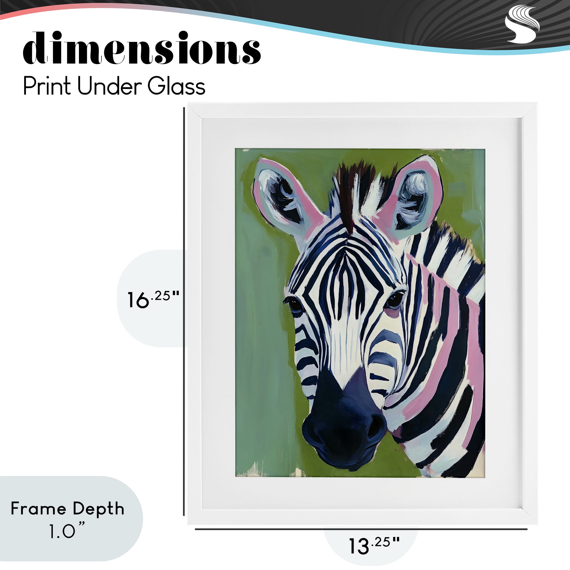 Stupell Industries Funky Zebra over Green White Framed Print Under Glass, design by The Prints Vibe