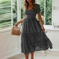 thumbnail image 2 of Fashion Women Sexy Little Daisy Printing Puff Sleeve Square Neck Dress Casual Dresses for Summer Shirt Summer Dresses Date Dress for Women 1700's Dresses for Women Dresses Daily Dresses for Casual, 2 of 4