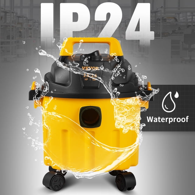 VEVOR Wet Dry Vac, 2.6 galones, 2.5 Peak HP, aspiradora de tienda 3 en 1 con función de soplado, portátil con accesorios para limpiar piso, tapicería, brecha, automóvil, lista ETL, amarillo