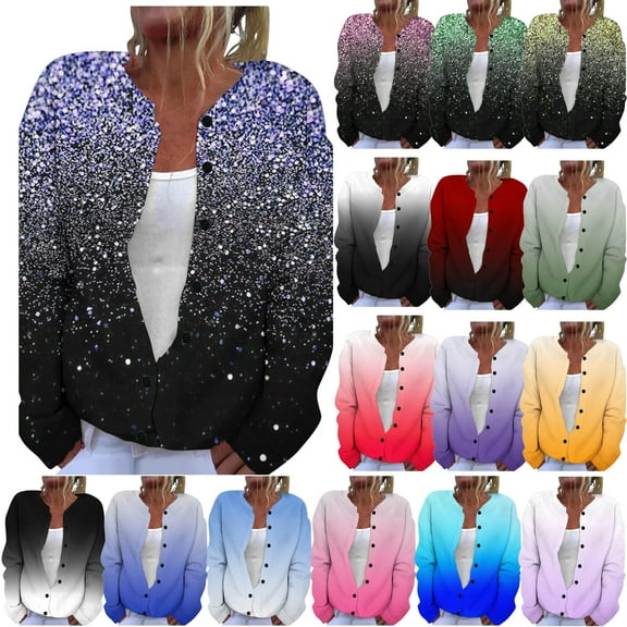 DDAPJ pyju Christmas Sweaters Christmas Cardigan for Women Animal Floral Christmas Tree Long Sleeve Button Knit Cardigan Sweater Green XXXL