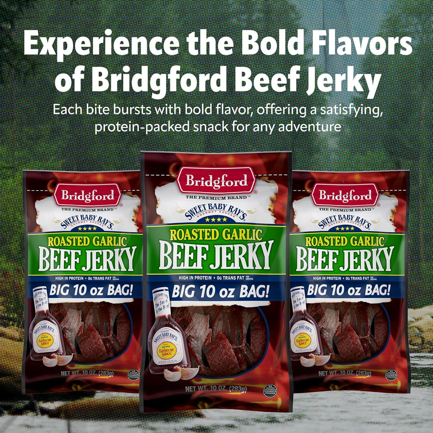 Bridgford Sweet Baby Ray’s Beef Jerky Roasted Garlic 10 oz Pack of 2