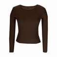 thumbnail image 5 of Ribbed Crew Neck Long Sleeve Tops for Women Slim Fit Undershirts Knit Basic Casual Stretch Tees Shirts, 5 of 6