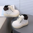 thumbnail image 6 of Dakaela Toddler Boys Girls Work Boots Kids Lace up Winter Combat Booties Platform High Top Casual Hiking Outdoor Sneakers Shoes Beige 6, 6 of 8
