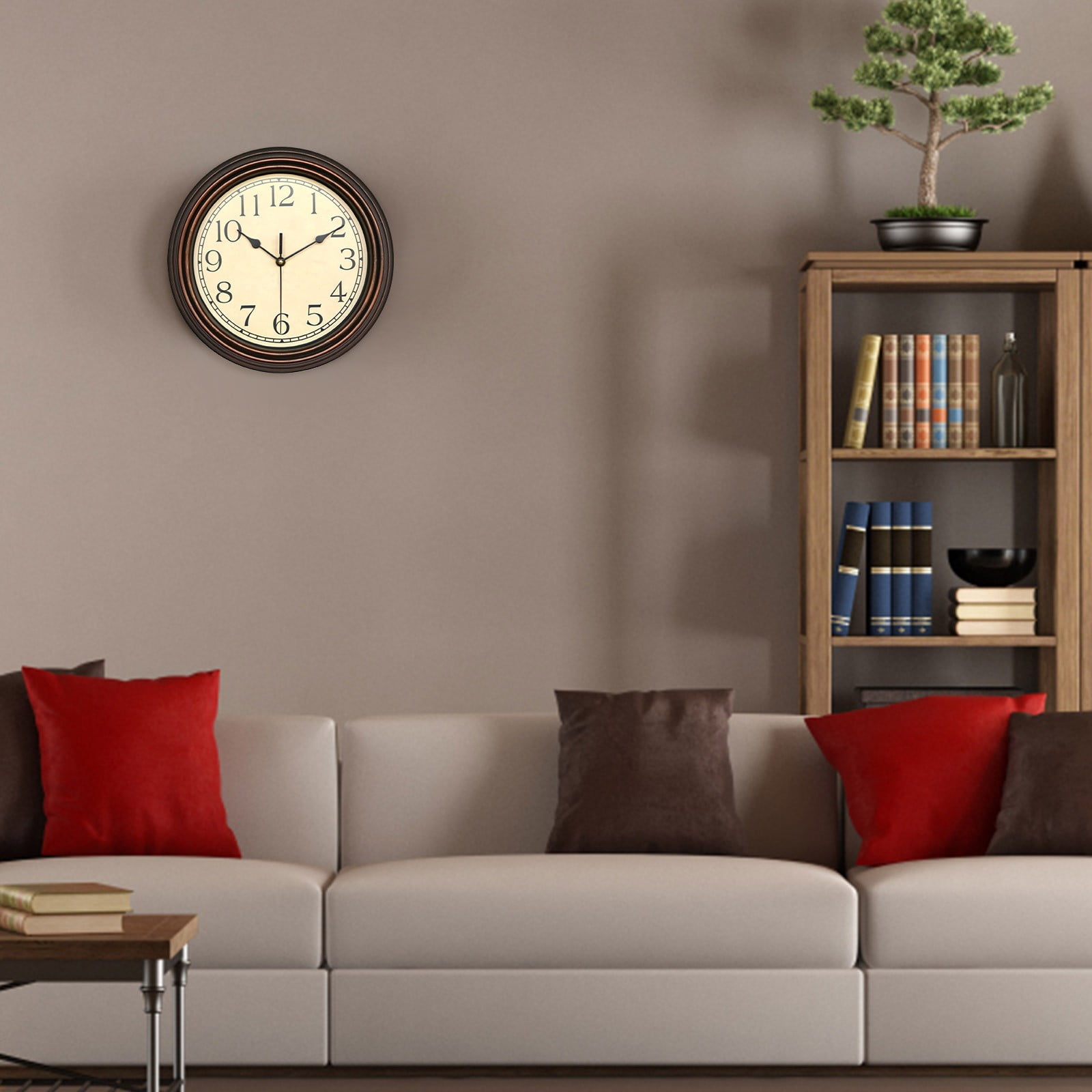 Clearance! Dusknt Clock Clearance Sale! Retro Silent Non Ticking Round Classic Clock Quartz Decorative Battery Operated Wall Clock for Living Room Kitchen Home 12 Inch Bronze, Clock