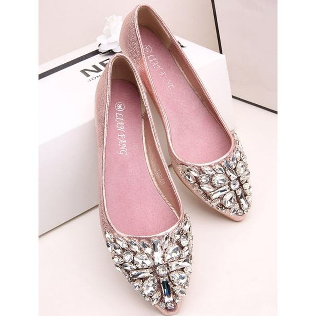 Women's Casual Flat Shoes Wild Fashionable Sequins Comfortable Pointed Shoes