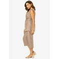 thumbnail image 3 of Jessica London Women's Plus Size Two Piece Sleeveless Tunic Top Capri Pants Linen Blend Set, 3 of 4