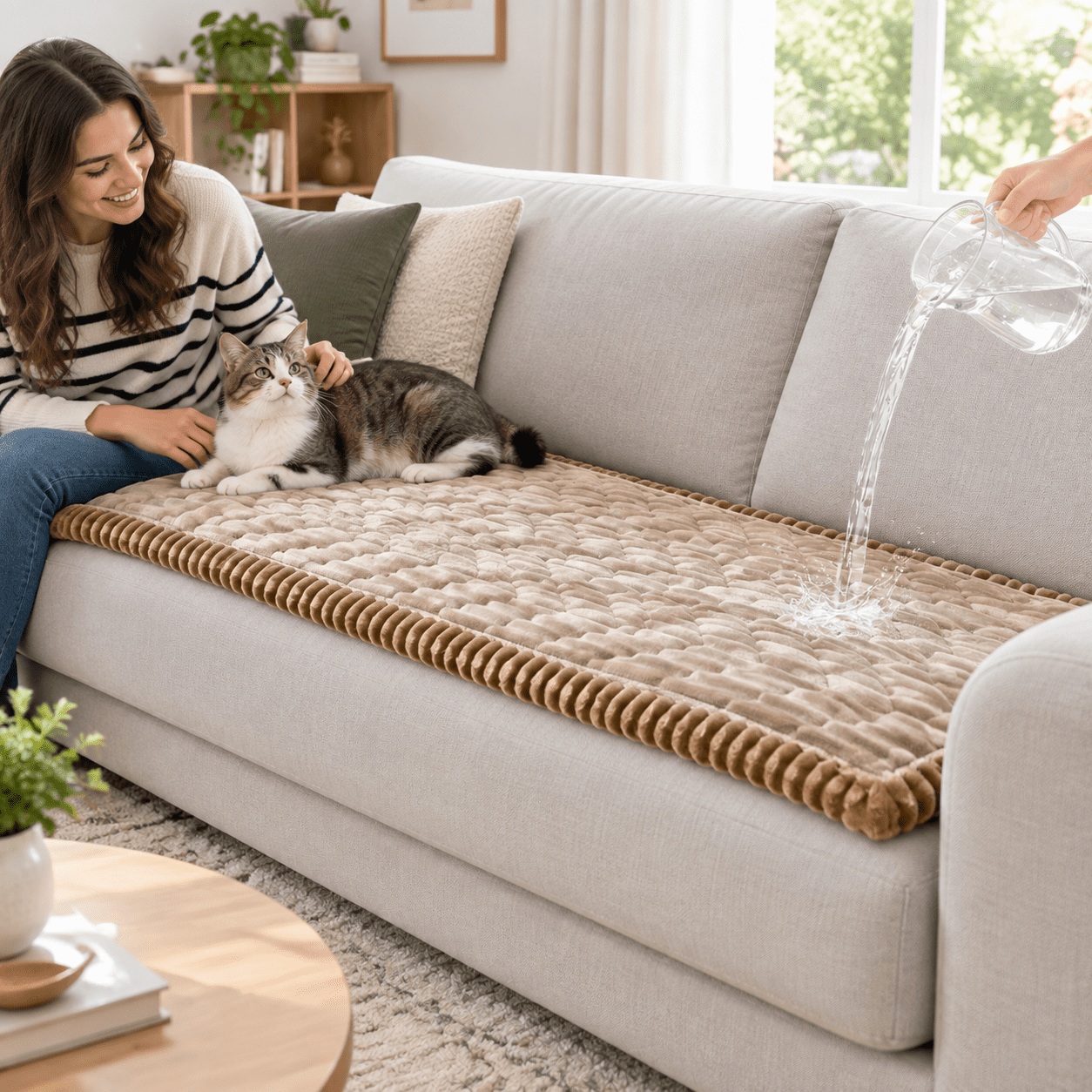 Khaki 27.6 X 59 Waterproof Non-Slip Pet Sofa Cover Protector