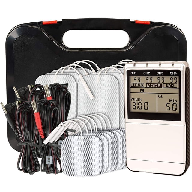 Unidad Combinada TENS EMS Digital TENS 7000 UTT67453324533 Estimulador Muscular Eléctrico para Alivio de Dolor de 4 Canales con Estuche Blanco TENS 7000 UTT67453324533