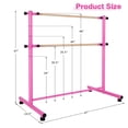 thumbnail image 2 of Gymax Barre de Danse Portable 4 Pieds Autoportante Double avec 5 Hauteurs Réglables Rose, 2 of 10