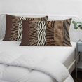 thumbnail image 3 of Animals Printed Striped Pillow Covers, Linen Long Throw Pillow Case, Rustic Country Zebra Textured Holiday Pillow Protector Decorative Cushion Cover for Living Room/Bedroom 20" x 26", 3 of 8