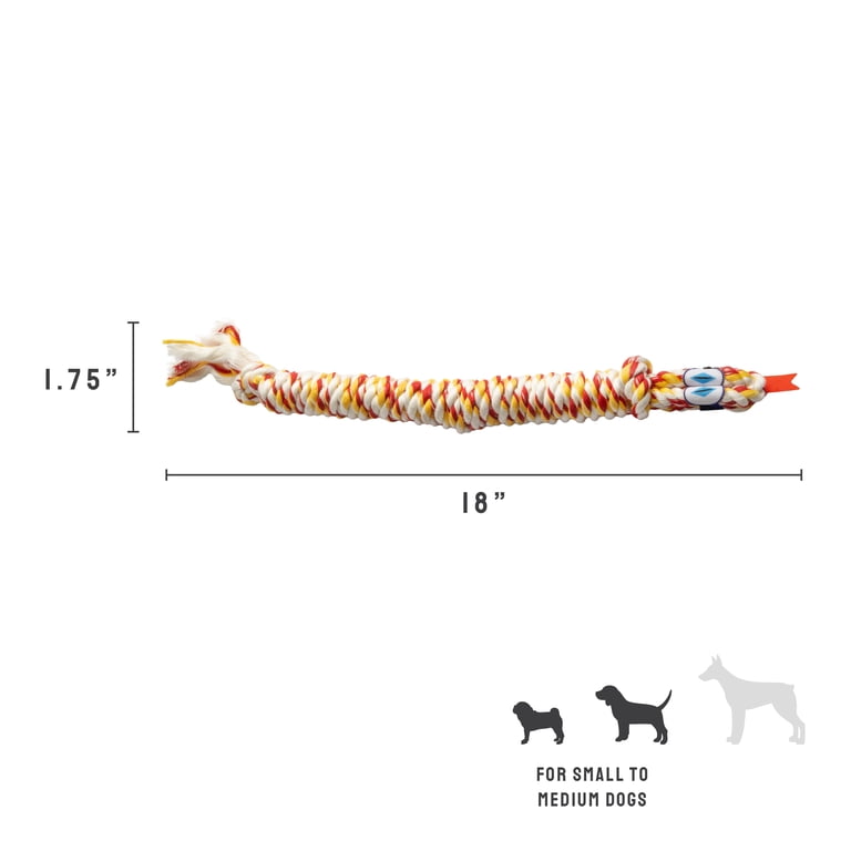 Mammoth Flossy Chews 18” SnakeBiter Shorty, Cottonblend Rope Dog