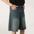 thumbnail image 4 of OSOLU Solid Color Men Pants Comfortable Casual Denim Shorts Fashionable Stretch Outdoor Denim Shorts Trousers Everyday Comfort Versatile Bottoms, 4 of 4