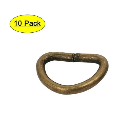 

10mm Inner Width Iron Metal Non Welded Half Round D Ring Bronze Tone 10pcs