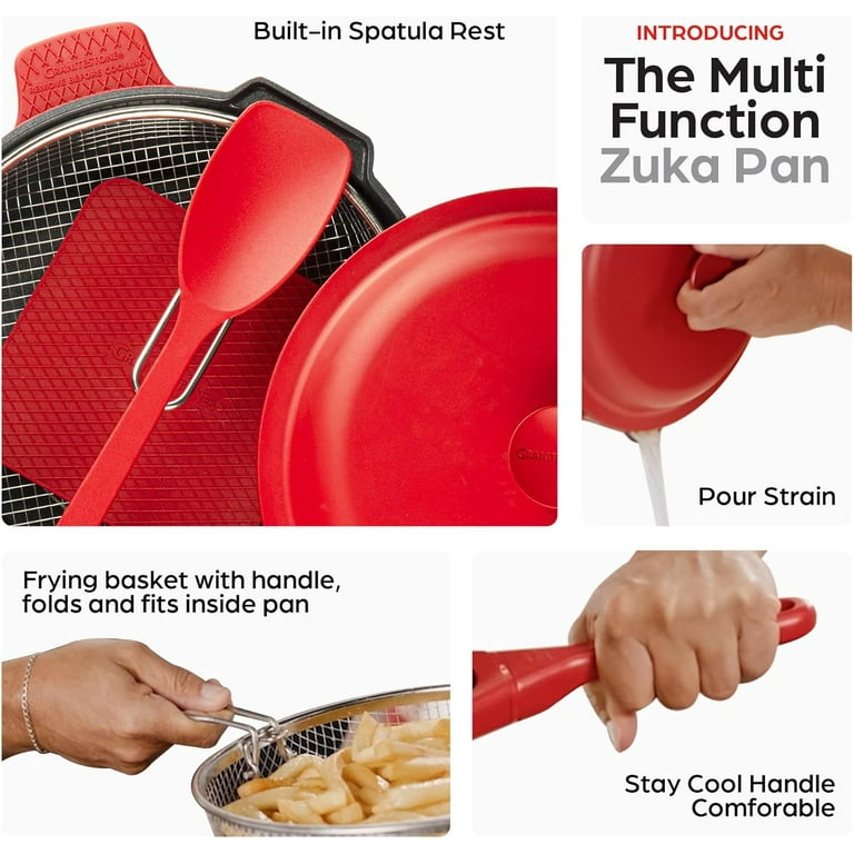 Granitestone ZUKA Ceramic Pan, 12 Inch Ceramic Deep Frying Pan Set
