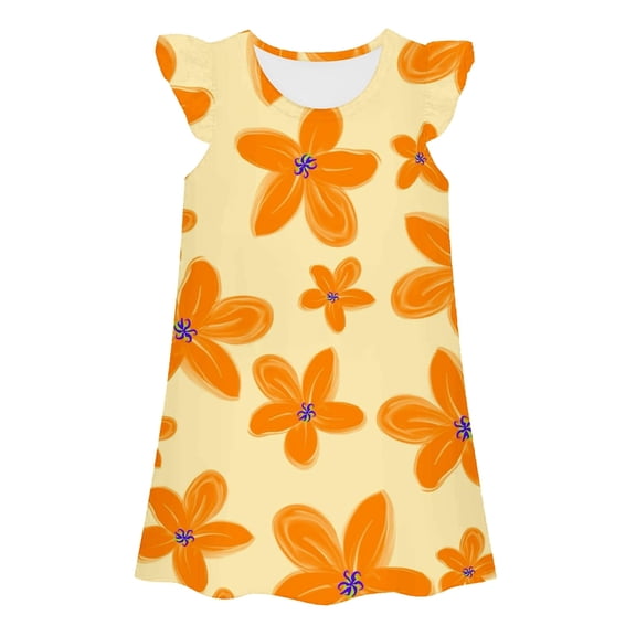 Shadoumai Dresses for Girls 10-12 Flutter Sleeve Happy Easter Flower Trendy Holiday Beach Dress Flower Girl Dresses for Girls