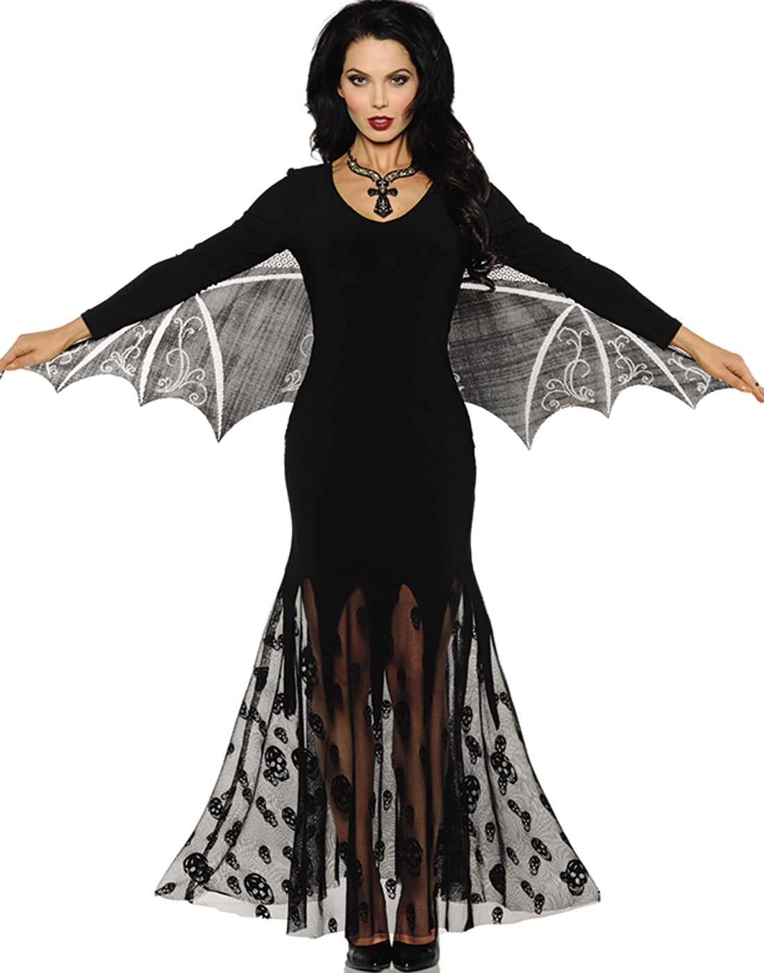 Vampiress Womens Gothic Vampire Dress With Attached Wings Halloween