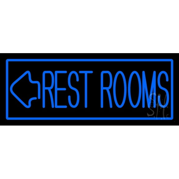 Restrooms With Arrow LED Neon Sign 10 x 24 - inches, Clear Edge Cut Acrylic Backing, with Dimmer - Bright and Premium built indoor LED Neon Sign for Bar decor.