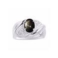 thumbnail image 1 of RYLOS Bagues pour Femmes Bague en Or Blanc 14K Pierre Précieuse Ovale 8X6MM et Diamants Design Classique Saphir Étoilé Noir Bijoux pour Femmes Taille 5, 1 of 7