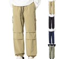 thumbnail image 6 of Men Pants Men Casual Cotton Relaxed Fit Pants Multi Pocket Cargo Casual Pants Joggers Trousers Mens Winter Warm Long Pants Loose Sweatpants with Pockets, 6 of 6