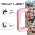 thumbnail image 6 of 40oz Tumbler with Handle and Straw Lid Dog Flower Printed Double Wall Vacuum Water Bottle Drinks Hot or Cold Reusable Stainless Steel Travel Mug Gift for Woman, 6 of 6