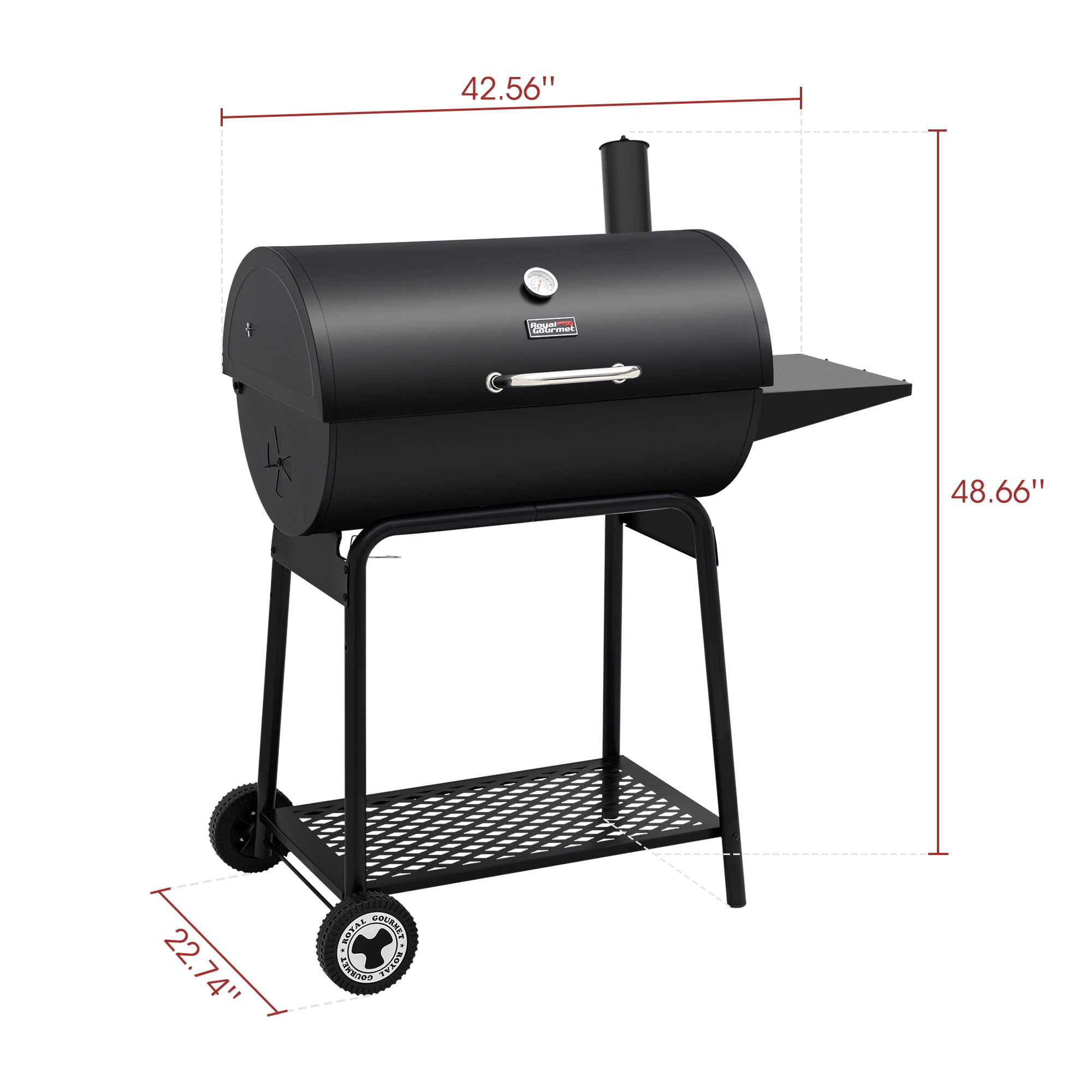 Royal Gourmet 30″ CC1830 627 Square inches Barrel Charcoal Grill with Side Table Sansujyuku sansujyuku.com