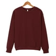 thumbnail image 4 of Red Women's Casual Sweatshirt Solid Color Round Neck Oversized Sweatshirt Loose Fit Long Sleeve Light Sweatshirt Loose Blouse Sweatshirt for Women, 4 of 6
