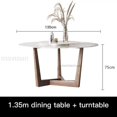 thumbnail image 1 of Nordic Round Dining Table With Turntable For Small Apartment Solid Wood Kitchen Household Furniture Simple Slate Table 4 Chairs My Lux Decor Round, 1 of 14