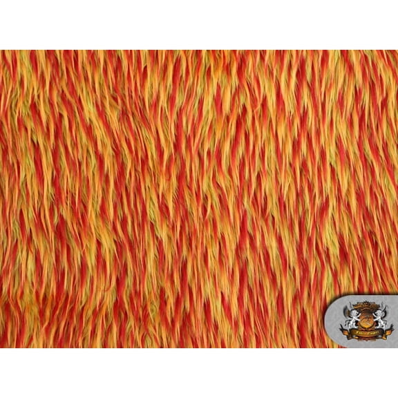 Faux Fur Fabric 3 Tone Spike 60" Wide - Sold by the Continuous Yard - For Costumes, Fursonas, Masks, Home Decor, Arts & Craft (Red Orange Yellow)