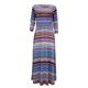 thumbnail image 3 of Gibobby Vestidos de sueter Vestido estampado estilo bohemio de manga larga a la moda con cuello redondo para mujer, falda larga(Azul,G), 3 of 5