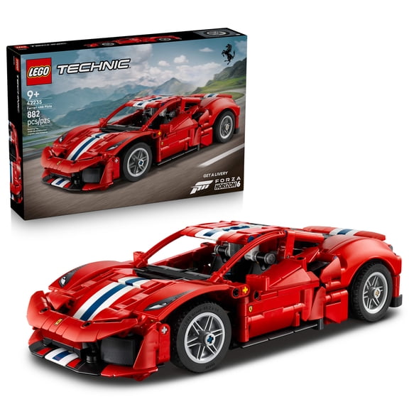 LEGO Technic Ferrari 488 PISTA Car Toy - Building Toy for Boys & Girls, Ages 9 - Kids Bedroom Decor - Model Car with Realistic Details - Gift for Birthdays - 42235