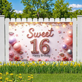 thumbnail image 4 of Flower Design Sweet 16 Banner Glittery Number Birthday Banner Happy Birthday for Teen Celebration Indoor Decor Festive Party, 4 of 7