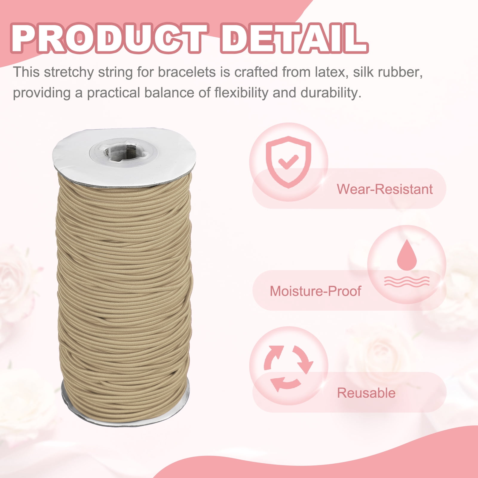 Uxcell Stretchy String for Bracelets, Elastic Crystal Thread Stretch Elastic Beading Cord 2mm & Brown-Fitting For(Bracelets/Sewing/Beading/Necklace/Jewelry Making/Crafts DIY)