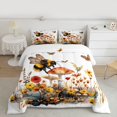 thumbnail image 2 of Homewish Cartoon Bee Animal Full Size Comforter Sets for Kids, Mushroom Plant Botanical Bedding Comforter Set, Orange Groovy Floral Reversible Bedding Sets, Super Cozy Room Decor, 3-Piece, 2 of 8