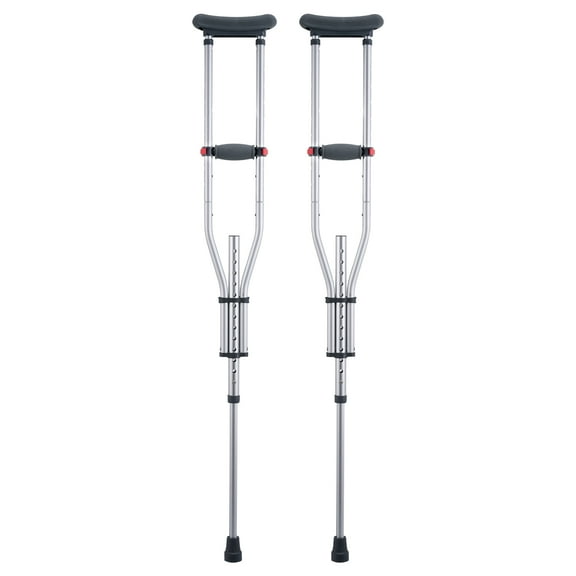 KFFKFF Adjustable Underarm Walking Crutches, 13-Level Height Settings, Lightweight Aluminum Design for Adults and Teens - Includes Comfortable Underarm Pads for Recovery from Leg Injuries or Surgery