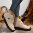 thumbnail image 4 of Dakaela Women's Leather Ankle Boots with Arch Support Comfortable Hand-Stitched Soft Sole Slip On Chukka Booties High Top Sneakers with Hook and Loop Size 6-9, 4 of 8