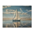 thumbnail image 3 of Designart "Serenity in Sailing with Sailboats I" Sailing Boat Print on Natural Pine Wood, 3 of 5