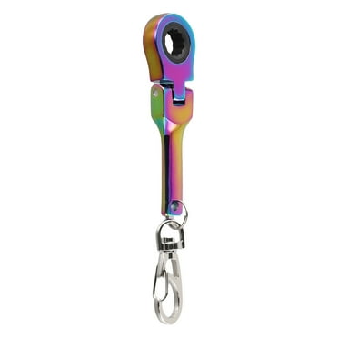 Small 10Mm Ratchet Spanner Portable Wrench with Key Chain 180 Degree Rotatable