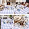 thumbnail image 5 of Large Area Rugs for Living Room Bedroom, Spring Easter 6'x9' Rug Washable Carpet Runner Indoor Outdoor, Bunny Botanical Flowers Leaves Purple Check Non Slip Floor Mats Rug for Kitchen, Playroom, 5 of 8