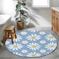 thumbnail image 3 of Blue Daisy Round Area Rug 4Ft Washable Circle Rugs for Bedroom Dining Room, Spring Floral Elegant Pastoral Botanical Non-Slip Carpet Floor Mats Indoor Outdoor Carpet Runner Aesthetic Home Decor, 3 of 8