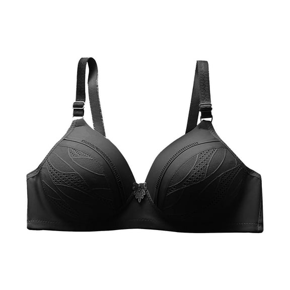 Bigersell Cute Push up Bra On Sale Woman's Embroidered Seamless Comfortable Breathable Bra Underwear No Underwire Demi Cup Bra Style F-1237 Black 36